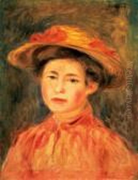 Femme Au Chapeau Oil Painting by Pierre Auguste Renoir