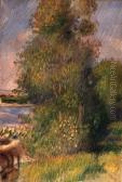 Paysage Bord De Rivere Oil Painting by Pierre Auguste Renoir