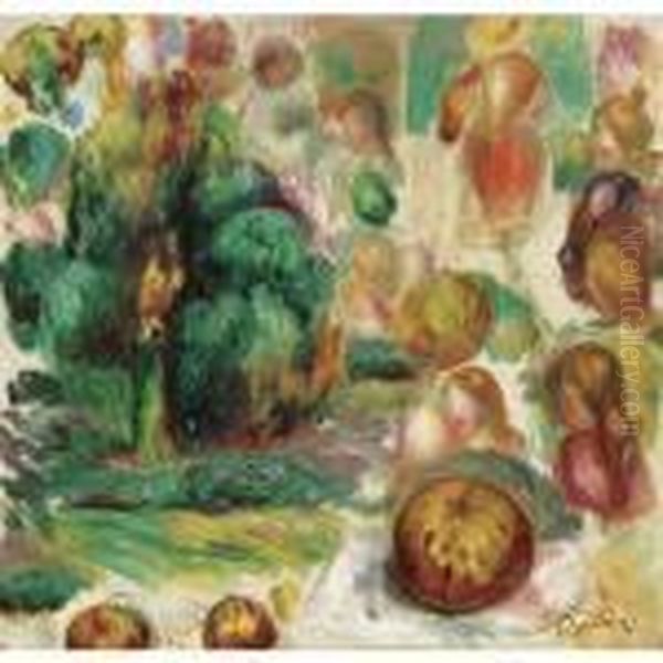 Tetes, Arbres Et Fruits Oil Painting by Pierre Auguste Renoir