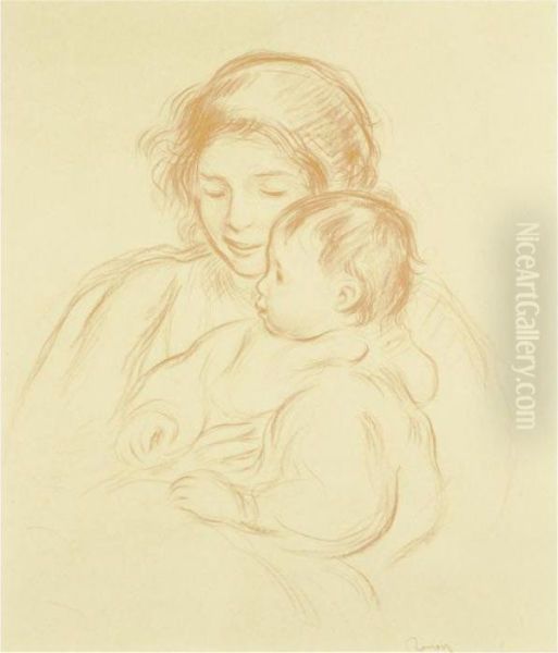 Mere Et Enfant Oil Painting by Pierre Auguste Renoir