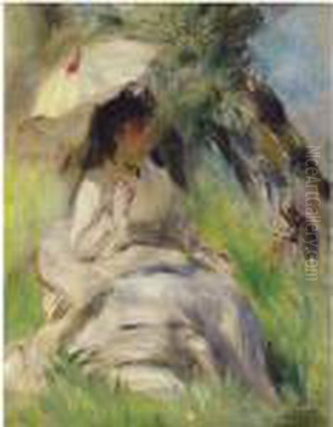 Jeune Femme A L'ombrelle Oil Painting by Pierre Auguste Renoir