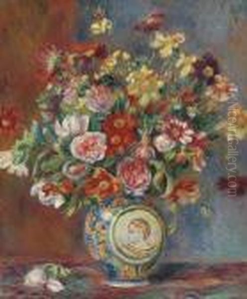 Vase De Fleurs Oil Painting by Pierre Auguste Renoir