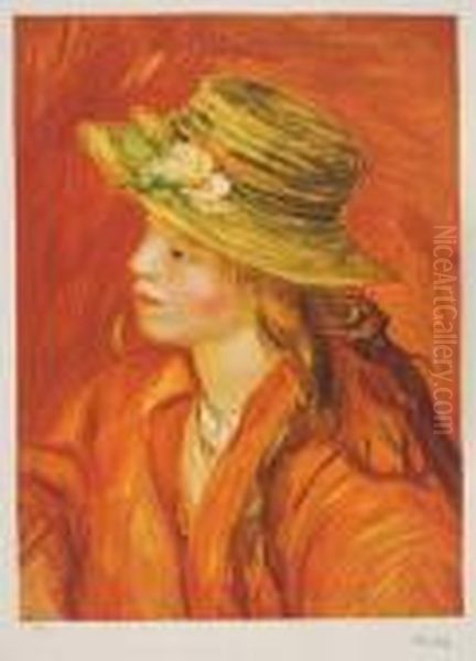 Femme Au Chapeau De Profil Oil Painting by Pierre Auguste Renoir