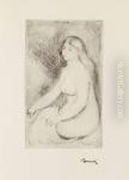 Baigneuse Assise Oil Painting by Pierre Auguste Renoir