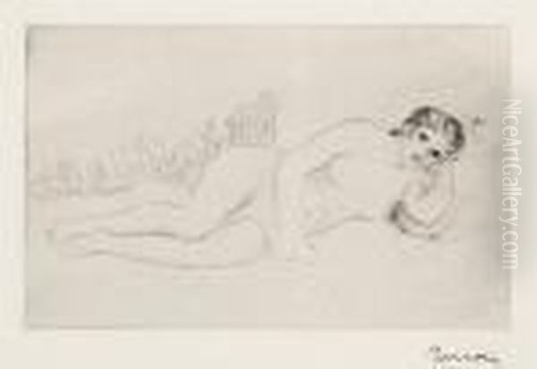 Femme Nue Couchee (tournee A Droite), 1replanche Oil Painting by Pierre Auguste Renoir