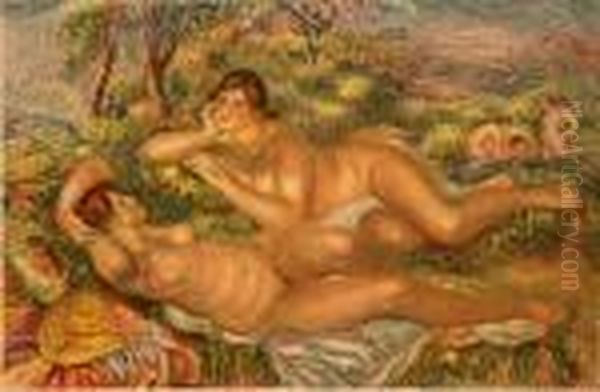 Les Baigneuses Oil Painting by Pierre Auguste Renoir