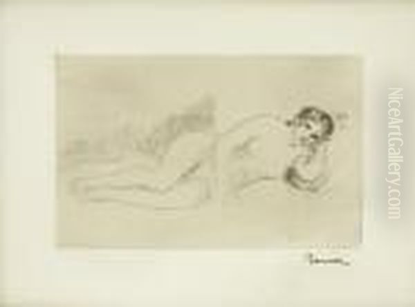 Femme Nue Couchee (tournee A Droite), 1re Planche Oil Painting by Pierre Auguste Renoir