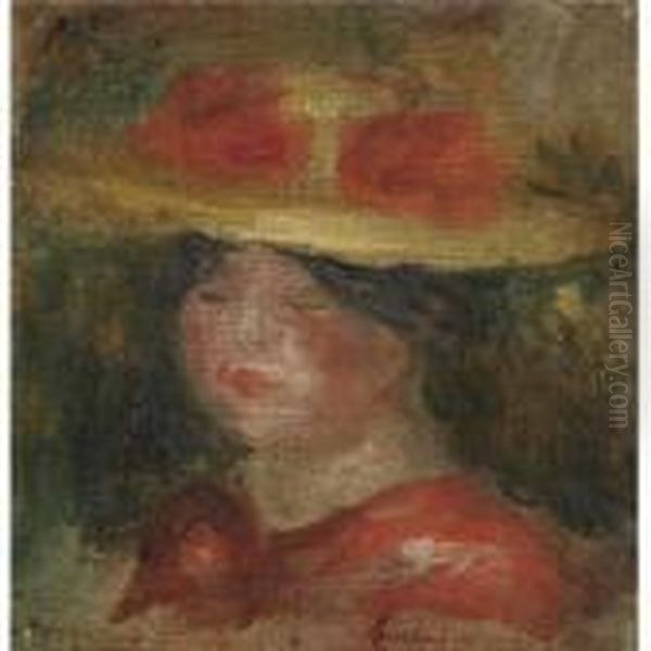 Tete De Femme Au Chapeau Oil Painting by Pierre Auguste Renoir