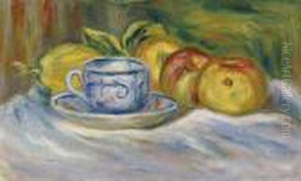 Nature Morte Aux Fruits Et A La Tasse Bleue Oil Painting by Pierre Auguste Renoir