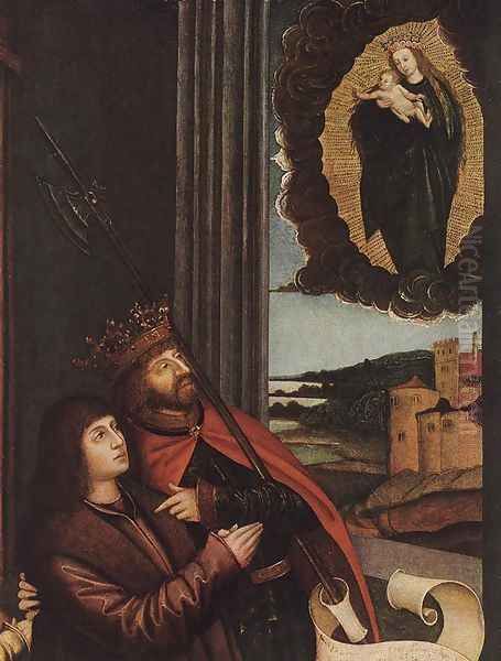 St Ladislas Presents Wladislav II and his Sons to the Virgin (detail) 1511-12 Oil Painting by Bernhard Strigel