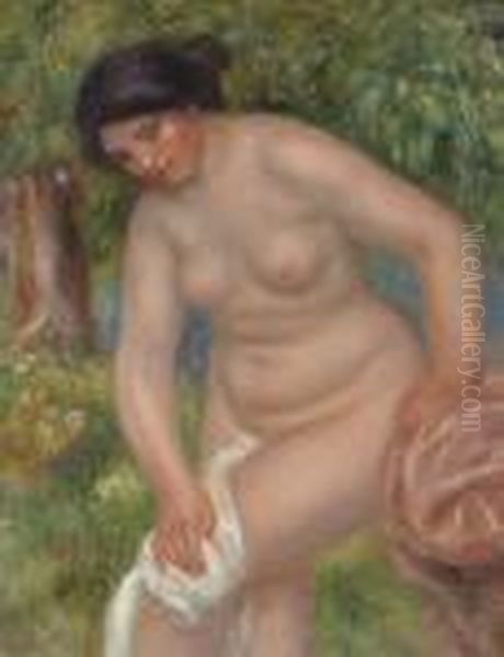 La Baigneuse Brune (gabrielle S'essuyant) Oil Painting by Pierre Auguste Renoir