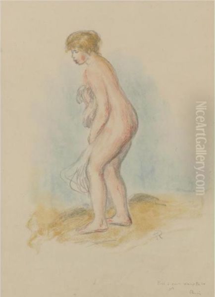 Baigneuse, Debout, En Pied (d., S. 28) Oil Painting by Pierre Auguste Renoir