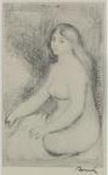 Baigneuse Assise (d., S. 11) Oil Painting by Pierre Auguste Renoir