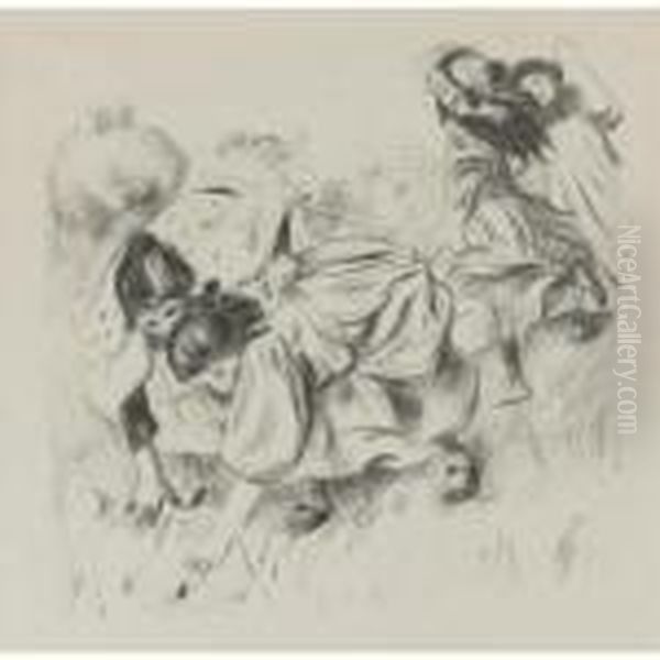 Enfants Jouant A La Balle (d., S. 32) Oil Painting by Pierre Auguste Renoir