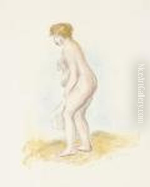 Baigneuse Debout, En Pied (delteil; Stella 28) Oil Painting by Pierre Auguste Renoir