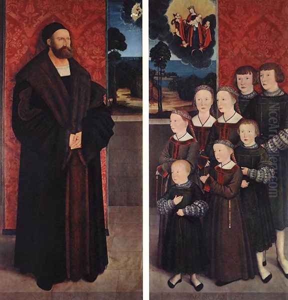 Portrait of Conrad Rehlinger and his Children 1517 Oil Painting by Bernhard Strigel