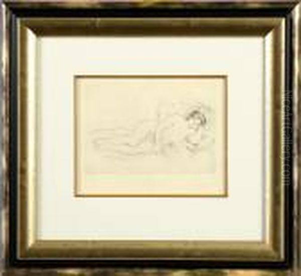 Femme Nue Couchee Tournee A Droite Oil Painting by Pierre Auguste Renoir