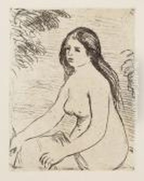 Femme Nue Assise Oil Painting by Pierre Auguste Renoir