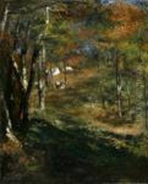 Jeunes Arbres Dans La Foret Oil Painting by Pierre Auguste Renoir