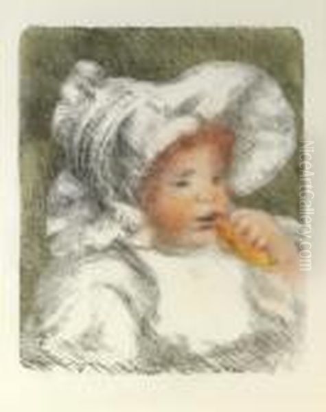 L'enfant Au Biscuit (jean Renoir) (delteil; Stella 31) Oil Painting by Pierre Auguste Renoir