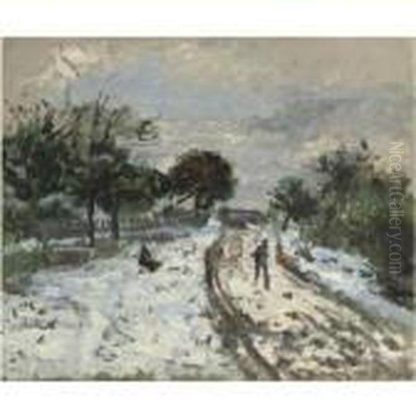 Paysage De Neige Oil Painting by Pierre Auguste Renoir