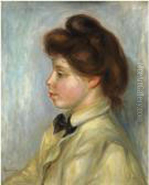 Jeune Femme A La Cravate Noire Oil Painting by Pierre Auguste Renoir