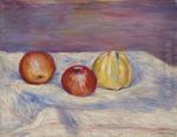 Deux Pommes Et Un Coing Oil Painting by Pierre Auguste Renoir