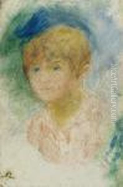 Head Of A Girl. 1881. Oil Painting by Pierre Auguste Renoir