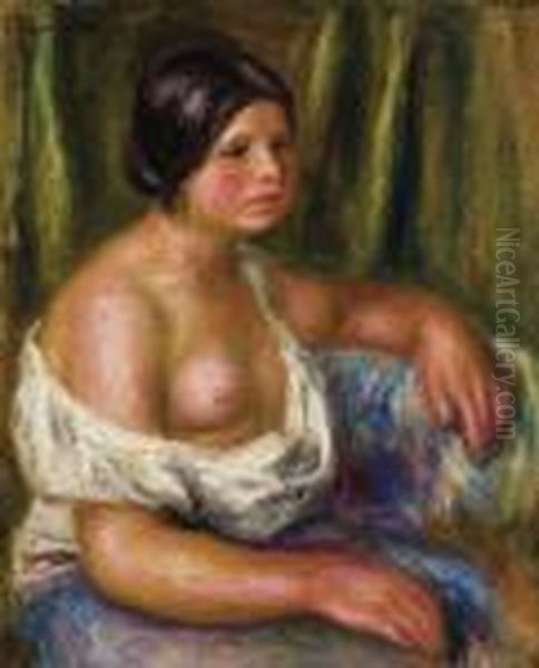 Femme En Bleu Oil Painting by Pierre Auguste Renoir