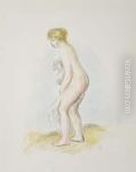 Baigneuse, Debout, En Pied Oil Painting by Pierre Auguste Renoir