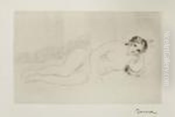 Femme Nue Couche (tournee A Droite), 1re Planche Oil Painting by Pierre Auguste Renoir