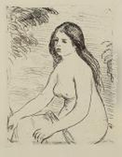 Femme Nue Assise Oil Painting by Pierre Auguste Renoir