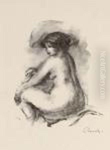 Etude De Femme Nu, Assise Oil Painting by Pierre Auguste Renoir