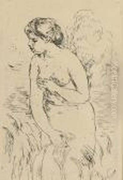 Title Baigneuse Debout A Mi-jambes Oil Painting by Pierre Auguste Renoir