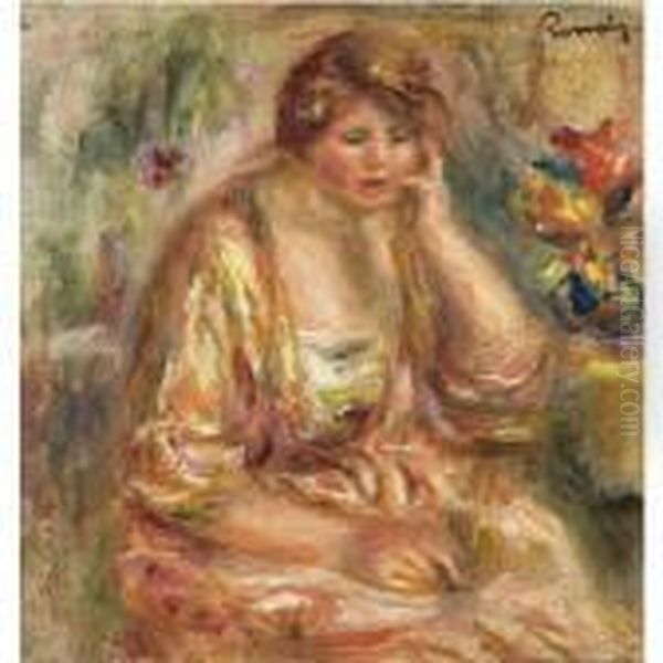 Andree En Blouse Rose Oil Painting by Pierre Auguste Renoir