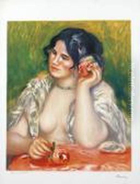 Epreuve D'artiste (gabriele Avec La Rose) Oil Painting by Pierre Auguste Renoir