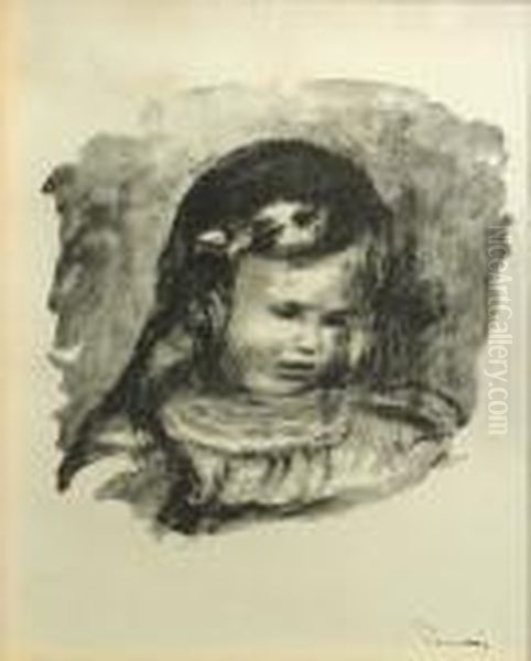 Claude Renoir, La Tete Baisee, From Douze Lithographies Originales... Oil Painting by Pierre Auguste Renoir