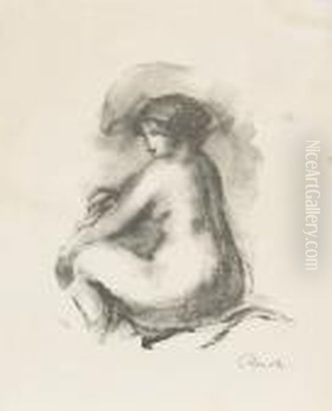 Etude De Femme Nue, Assis, From Douze Lithographies Originales... Oil Painting by Pierre Auguste Renoir