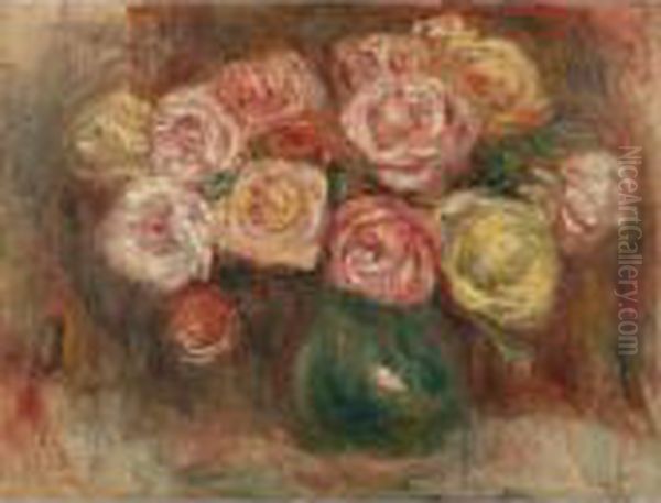 Vase De Fleurs Oil Painting by Pierre Auguste Renoir