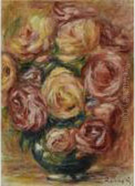 Vase De Roses Oil Painting by Pierre Auguste Renoir