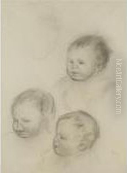 Tetes D'enfants Oil Painting by Pierre Auguste Renoir