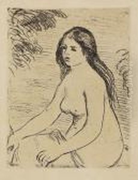 Femme Nue Assise Oil Painting by Pierre Auguste Renoir