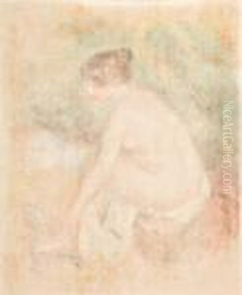 Baigneuse S'essuyant Oil Painting by Pierre Auguste Renoir