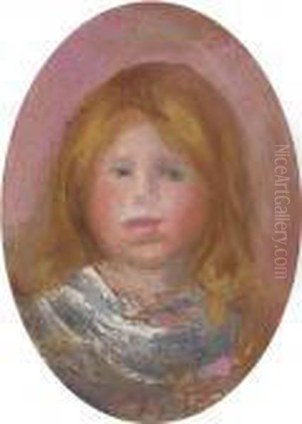 Tete En Medallion Oil Painting by Pierre Auguste Renoir