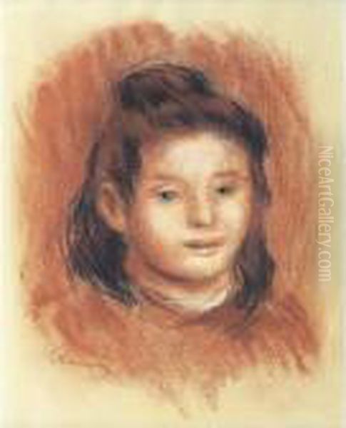 Tete De Jeune Fille Oil Painting by Pierre Auguste Renoir