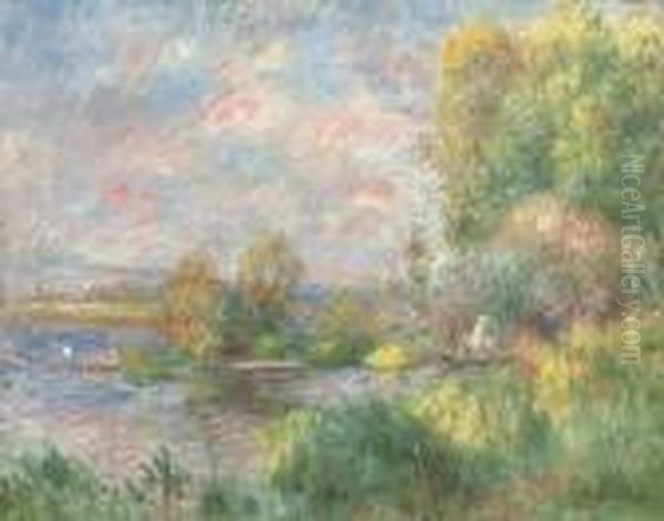 La Seine A Bougival Oil Painting by Pierre Auguste Renoir