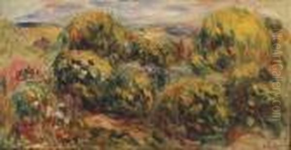 Paysage A Cagnes Oil Painting by Pierre Auguste Renoir