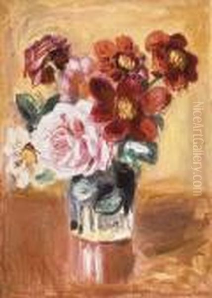 Bouquet De Pivoines Et D'anemones Oil Painting by Pierre Auguste Renoir