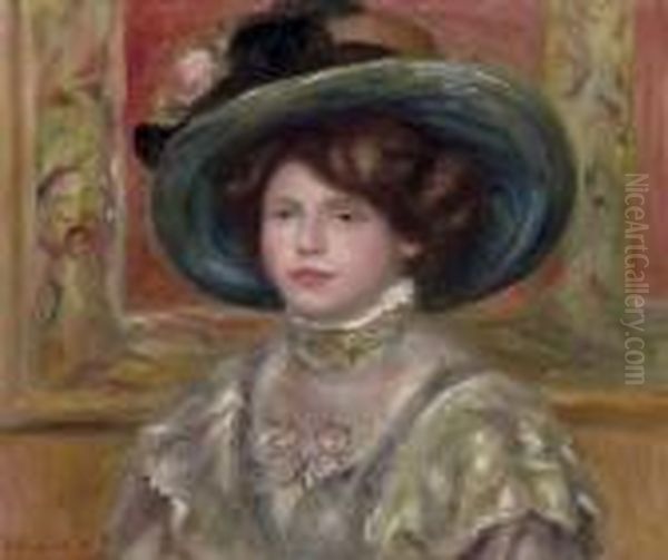 Jeune Fille Au Chapeau Fleuri Oil Painting by Pierre Auguste Renoir