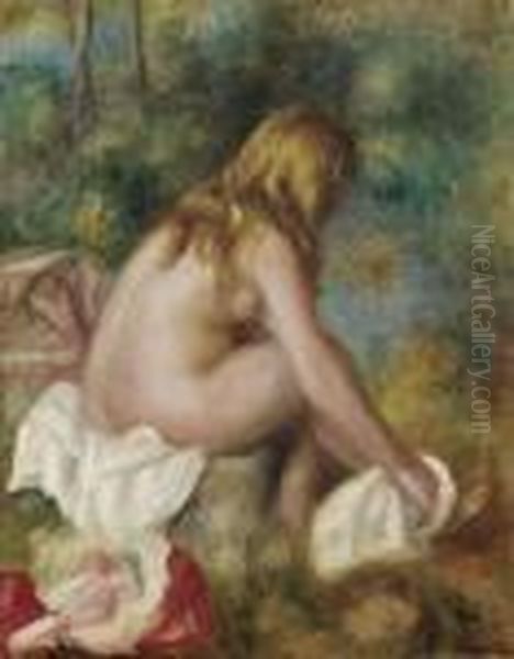 Baigneuse, Nue Assise Oil Painting by Pierre Auguste Renoir